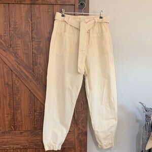 Zara Cream Women's Chinos with Tie Waist